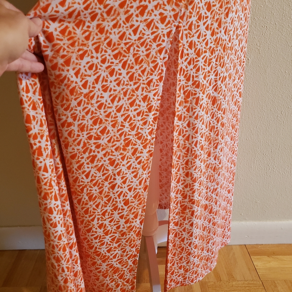 Michael Kors Org/Wht Geometric Print Maxi Dress - Picture 4 of 6